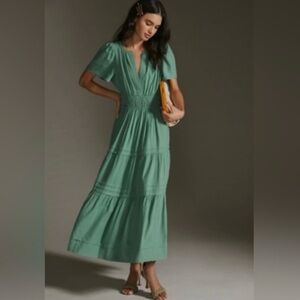 Anthropologie Somerset Maxi Dress Linen Edition | Sage Green‎ | Size Small